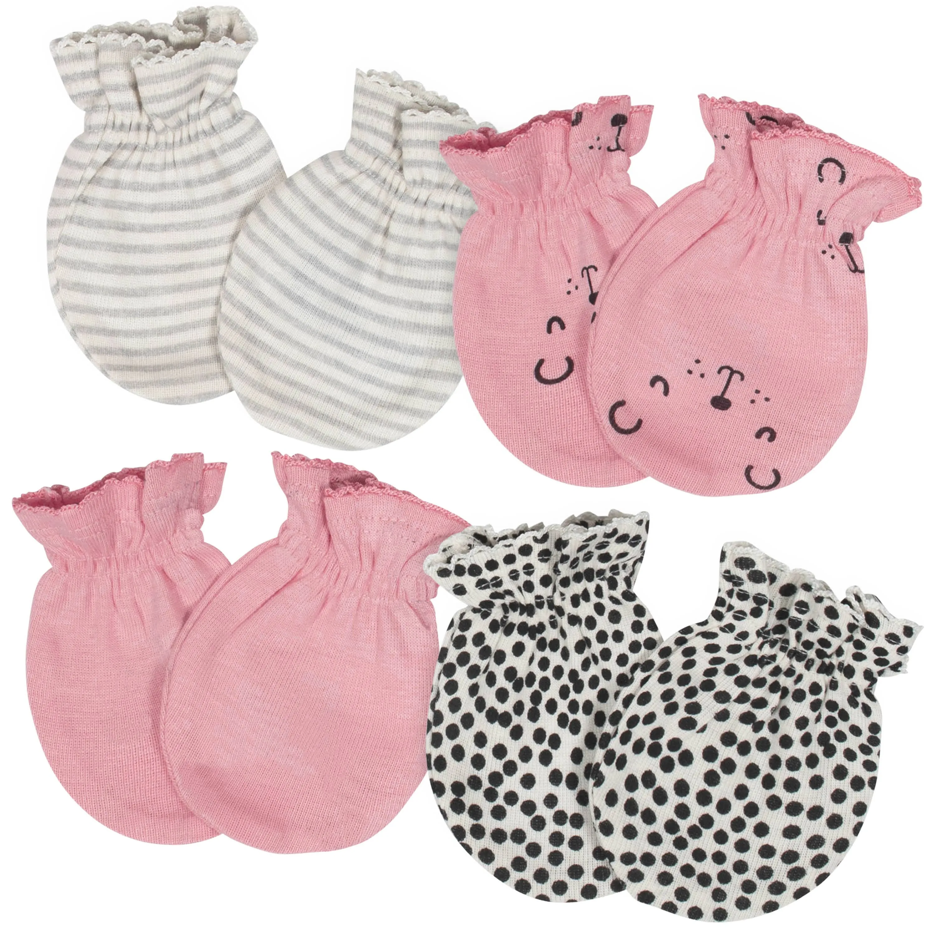 4-Pack Baby Girls Bear No Scratch Mittens