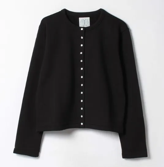 Agnes b  |Rib Long Sleeves Plain Cotton Medium Cardigans