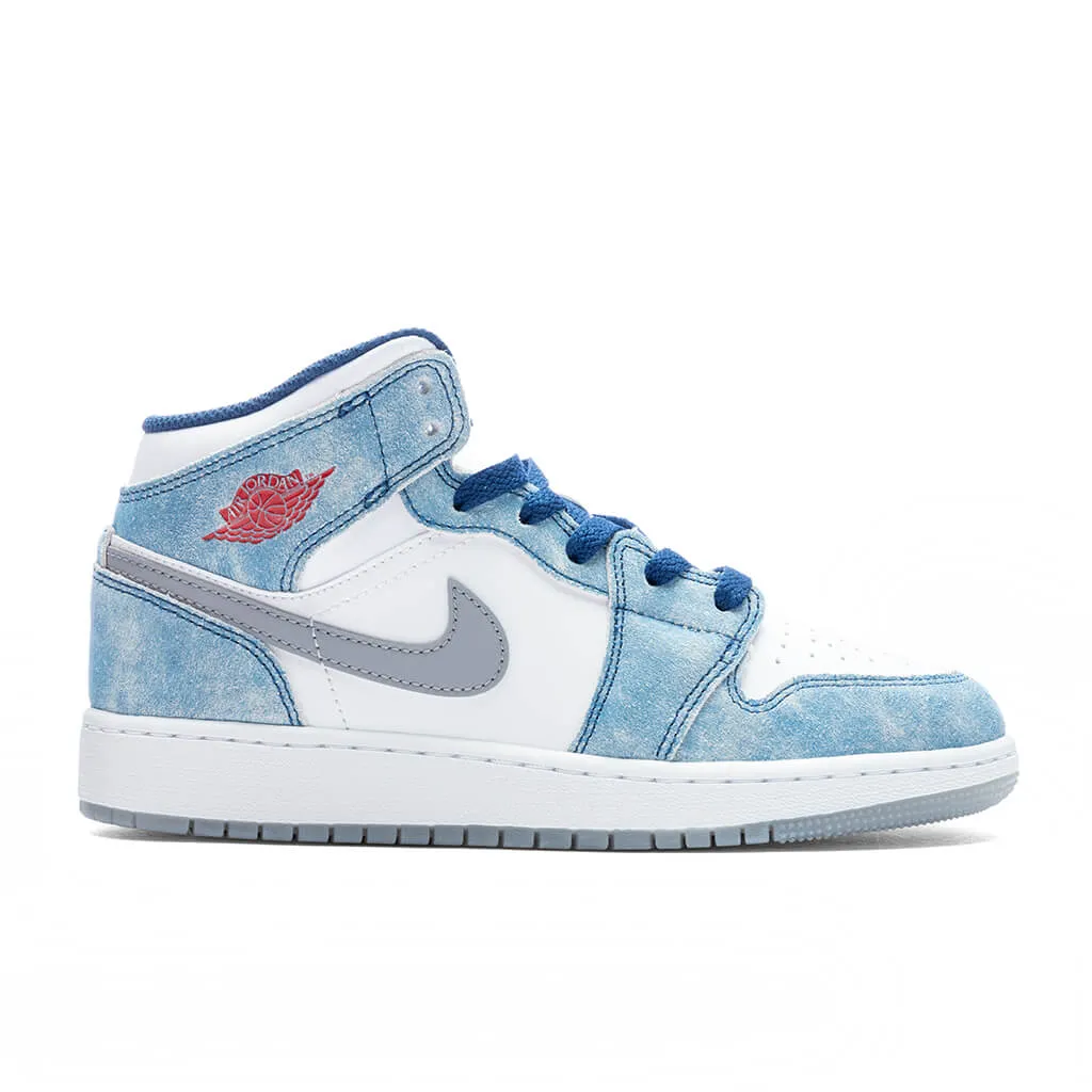 Air Jordan 1 Mid SE (GS) - French Blue/Cinnabar/Canyon Gold