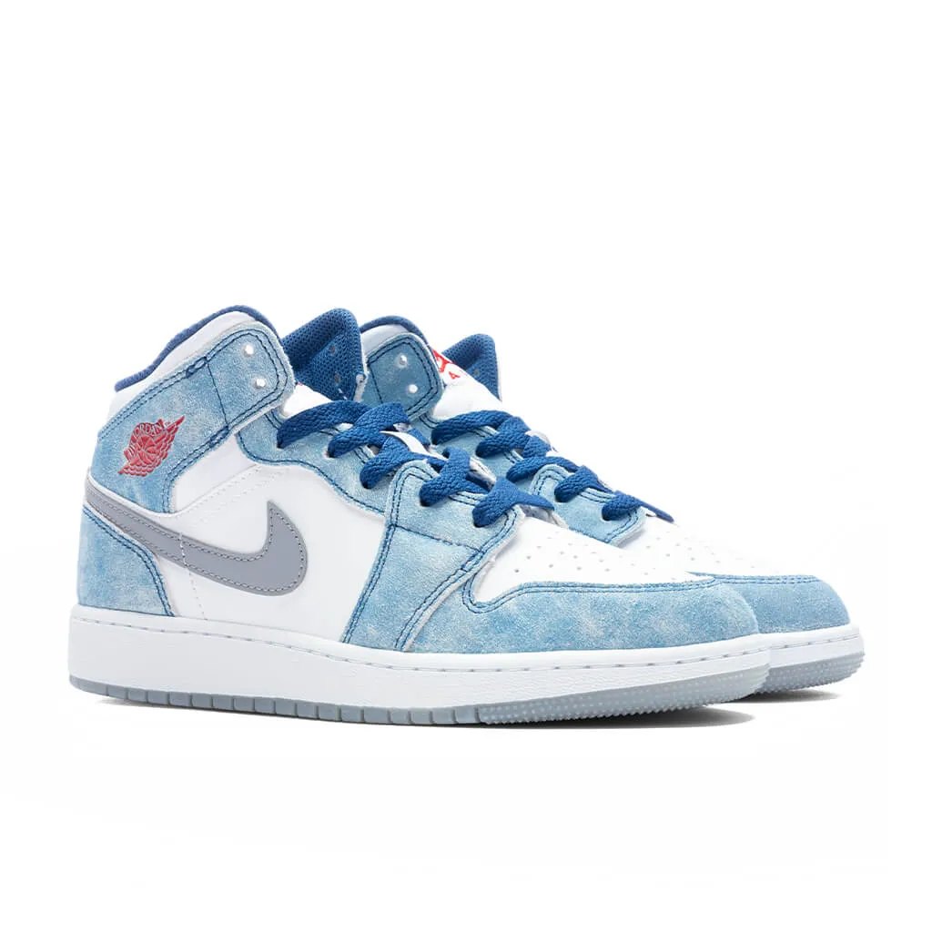 Air Jordan 1 Mid SE (GS) - French Blue/Cinnabar/Canyon Gold