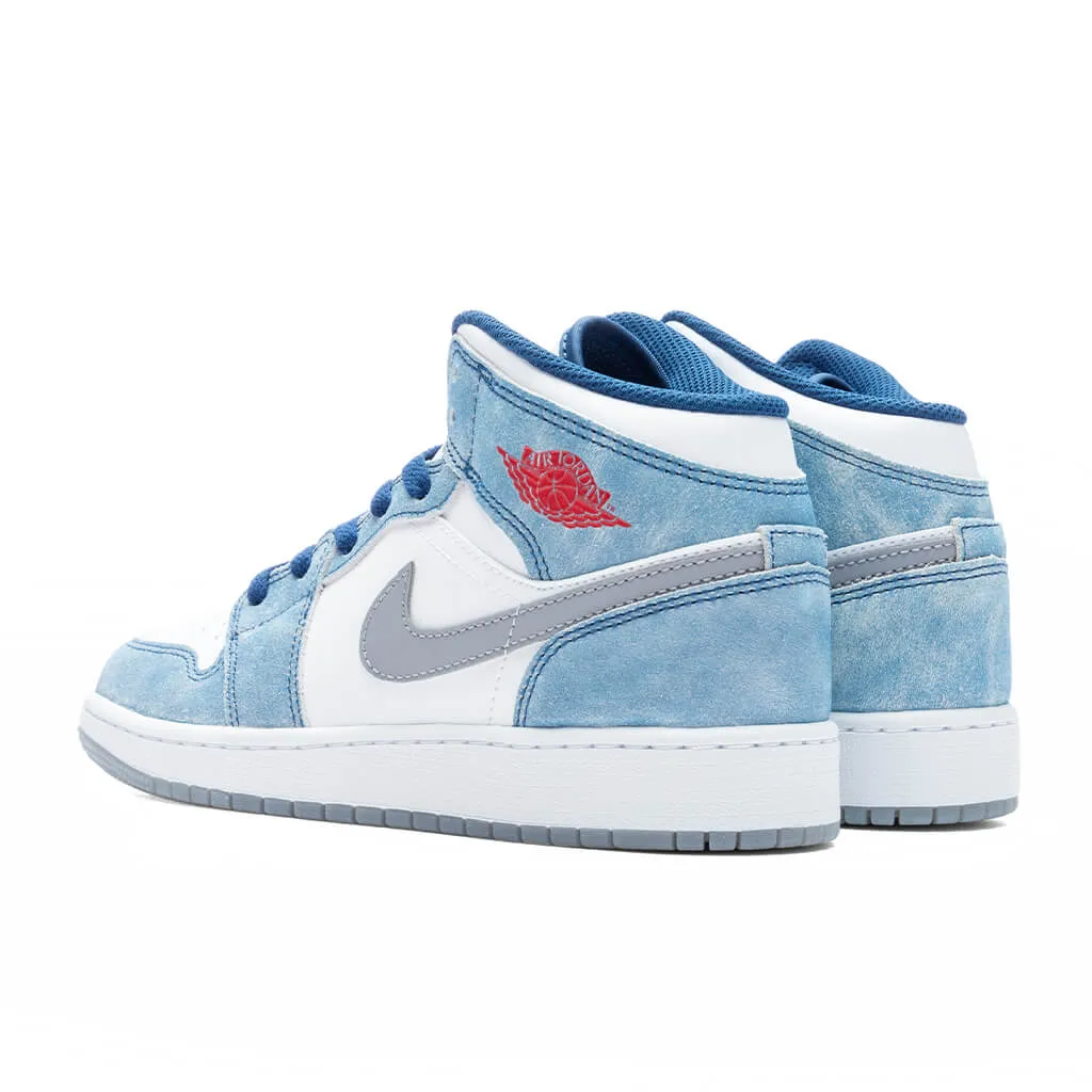 Air Jordan 1 Mid SE (GS) - French Blue/Cinnabar/Canyon Gold