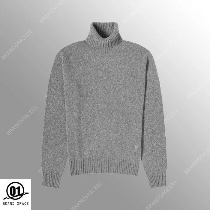 AMI PARIS  |Cashmere Long Sleeves Plain Logo Designers Sweaters