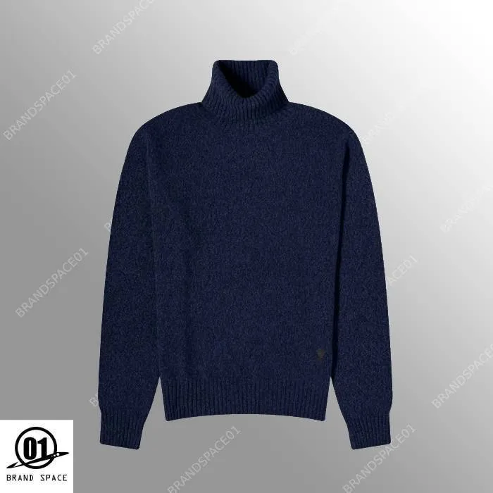 AMI PARIS  |Cashmere Long Sleeves Plain Logo Designers Sweaters