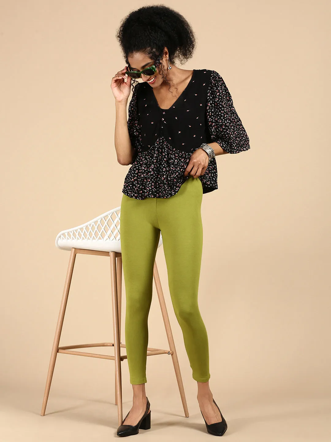 Ankle Length Leggings Viscose-Fern