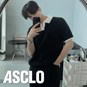 ASCLO  |Pullovers Unisex Street Style Bi-color Plain Short Sleeves