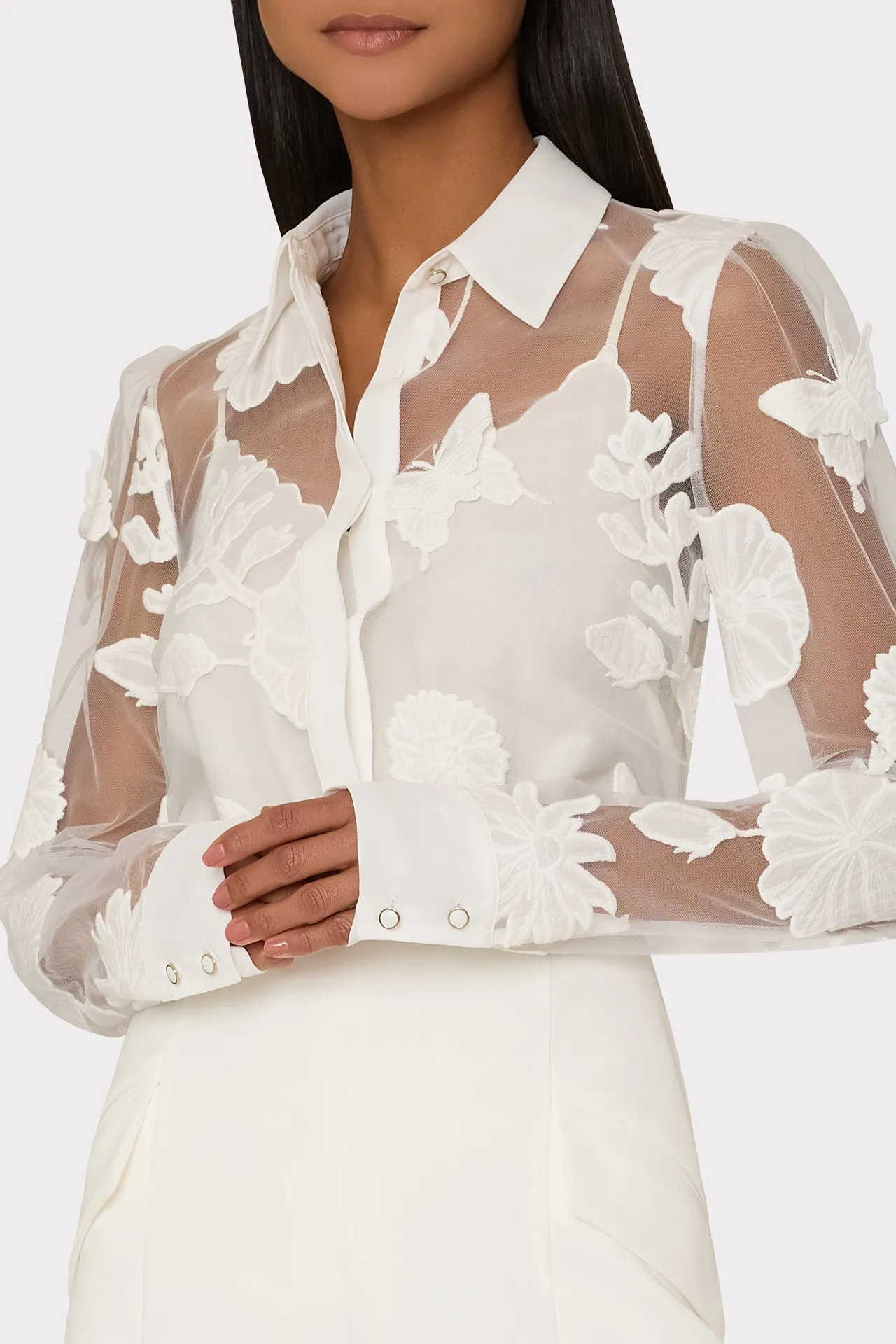 Ashley 3D Butterfly Embroidery Blouse