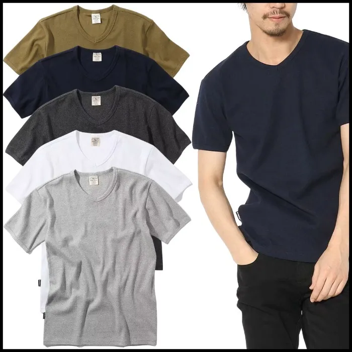 AVIREX  |Pullovers Unisex Street Style V-Neck Plain Short Sleeves