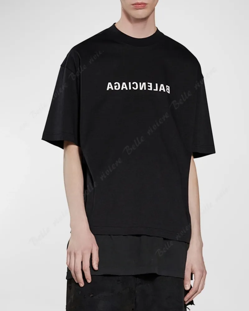 BALENCIAGA  |Crew Neck Pullovers Unisex Street Style Cotton Short Sleeves