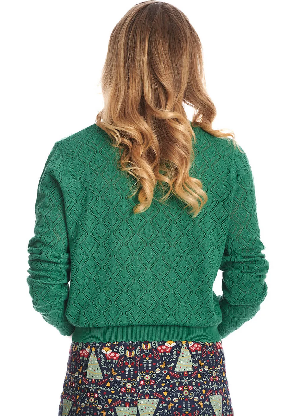 Banned Hearts Charm 50's Cardigan Green