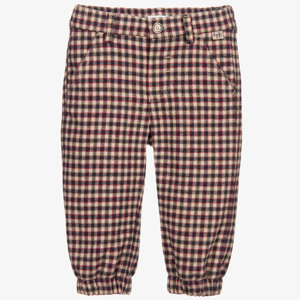 Beige Check Trousers