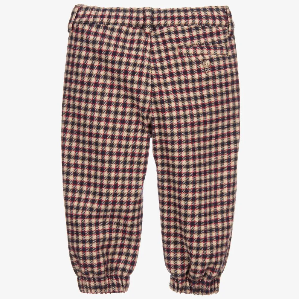 Beige Check Trousers