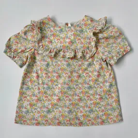 Bonpoint Apricot Toned Liberty Print Blouse With Lace Trim: 6 Years