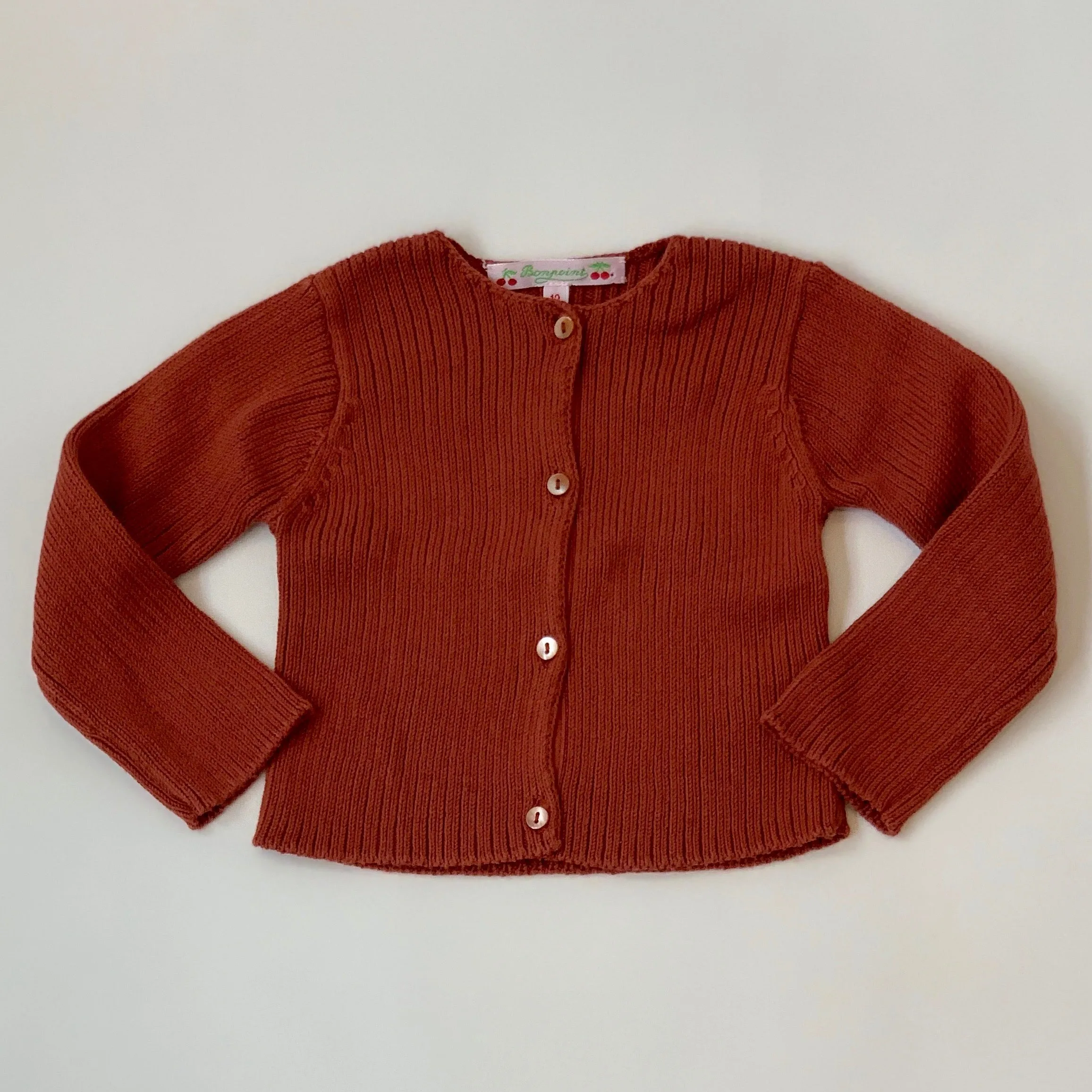 Bonpoint Brick Ribbed Cotton Cardigan: 12 Months