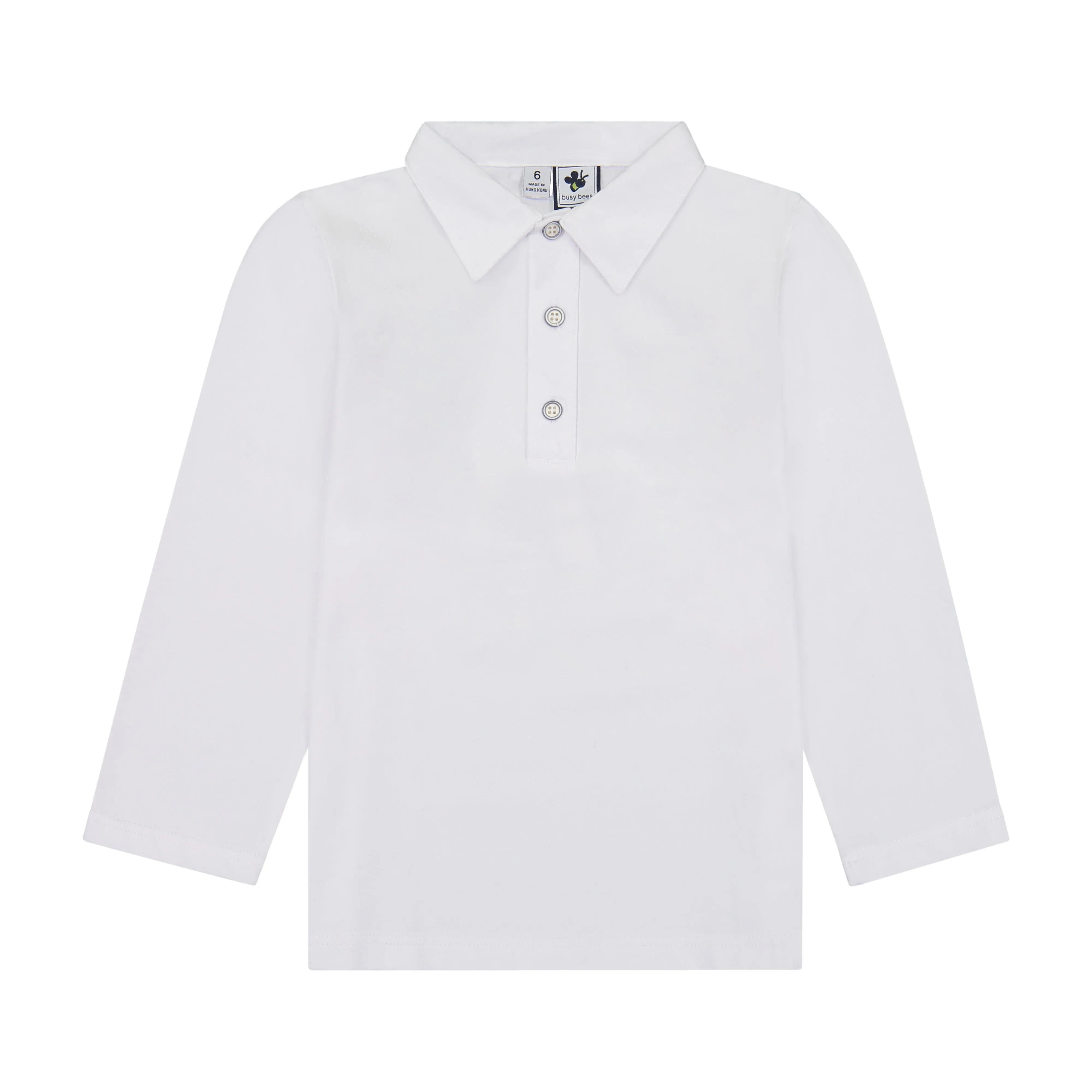 Boys Long Sleeve Polo White Knit