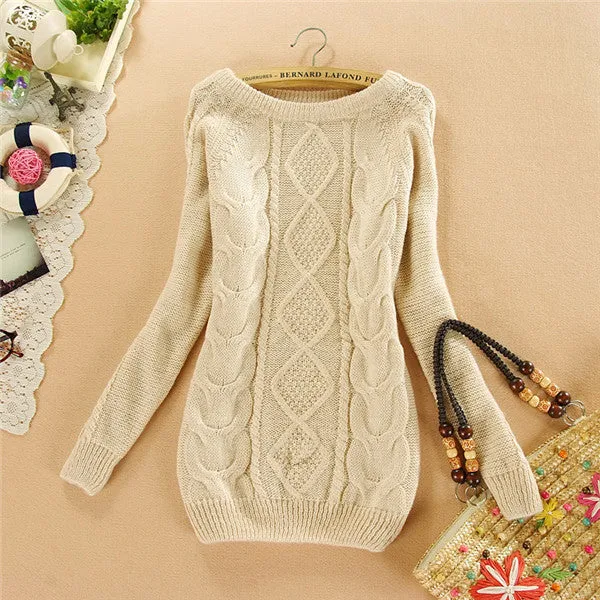 Brand New Autumn Winter Female Mohair Sweater Plus Size Knitted Long Sleeve O-neck Pullovers Hot  70077 SM6