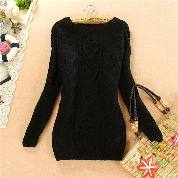 Brand New Autumn Winter Female Mohair Sweater Plus Size Knitted Long Sleeve O-neck Pullovers Hot  70077 SM6