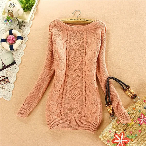 Brand New Autumn Winter Female Mohair Sweater Plus Size Knitted Long Sleeve O-neck Pullovers Hot  70077 SM6