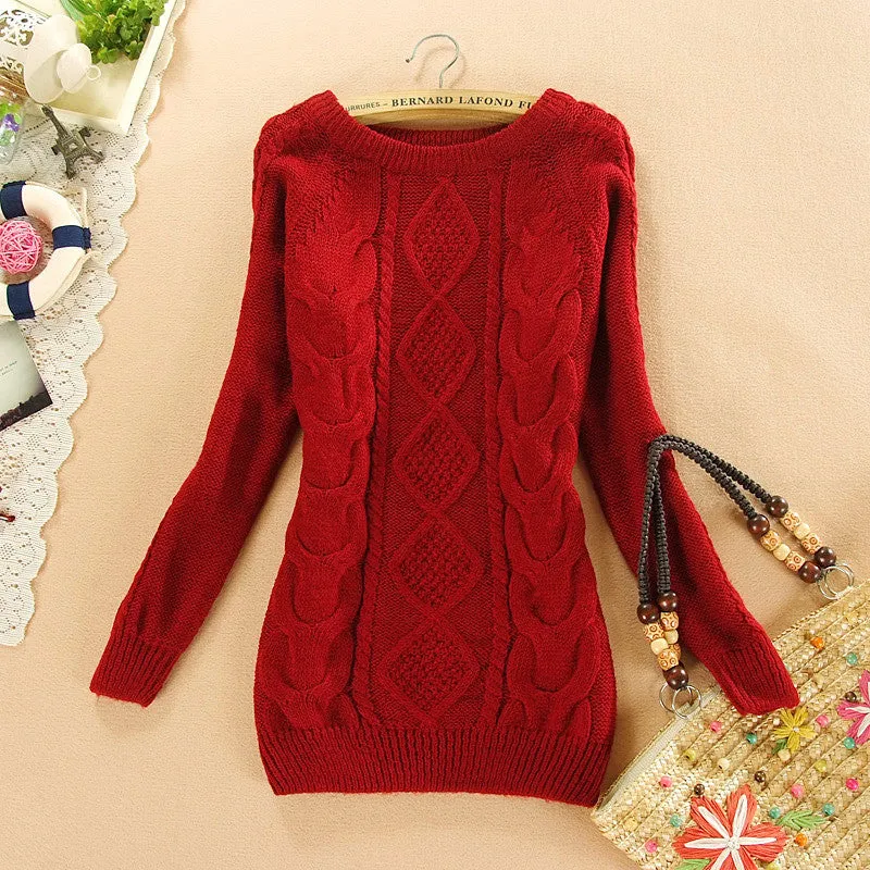 Brand New Autumn Winter Female Mohair Sweater Plus Size Knitted Long Sleeve O-neck Pullovers Hot  70077 SM6