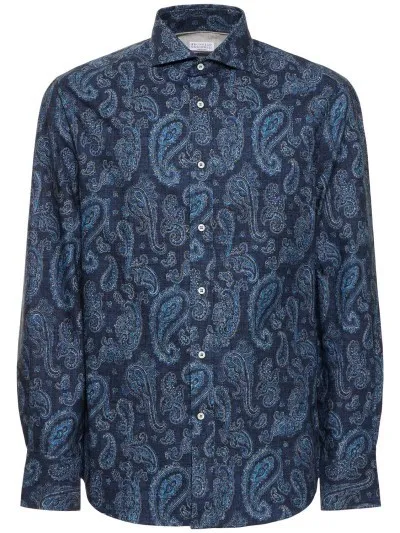 BRUNELLO CUCINELLI  |Paisley Long Sleeves Cotton Shirts