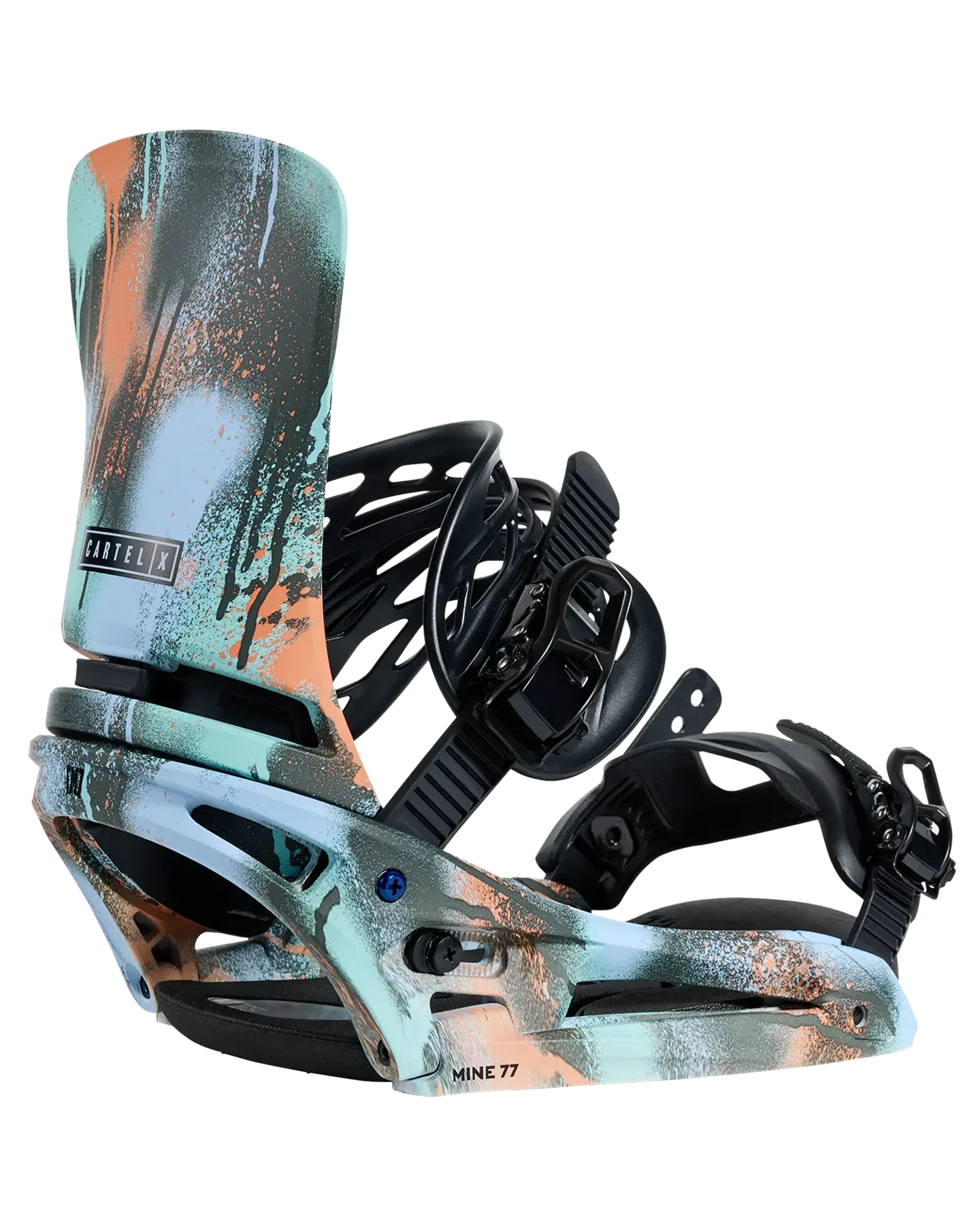 Burton X Mine77 Men's Cartel X Est Snowboard Bindings - True Black / Spray Paint - 2024