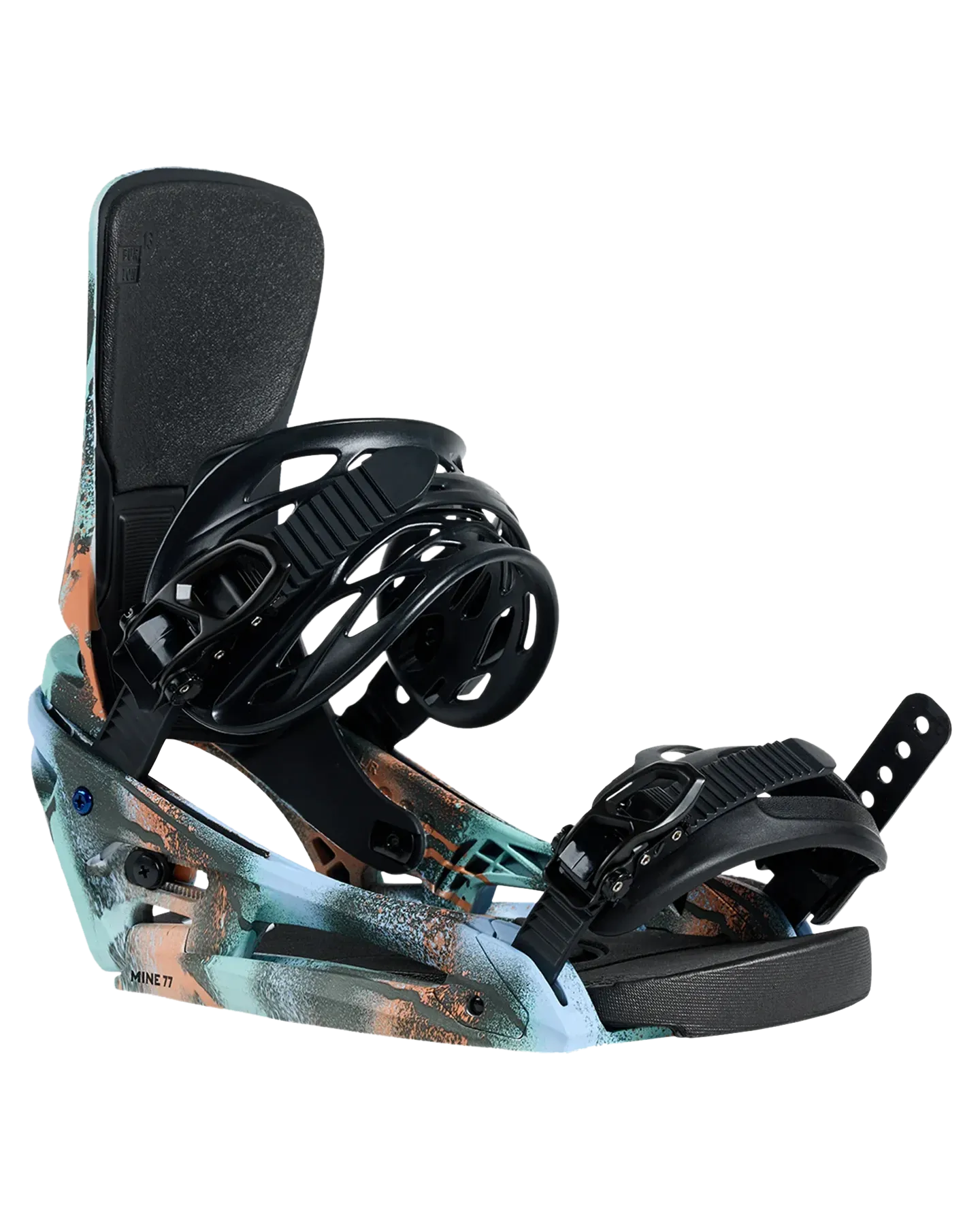 Burton X Mine77 Men's Cartel X Est Snowboard Bindings - True Black / Spray Paint - 2024