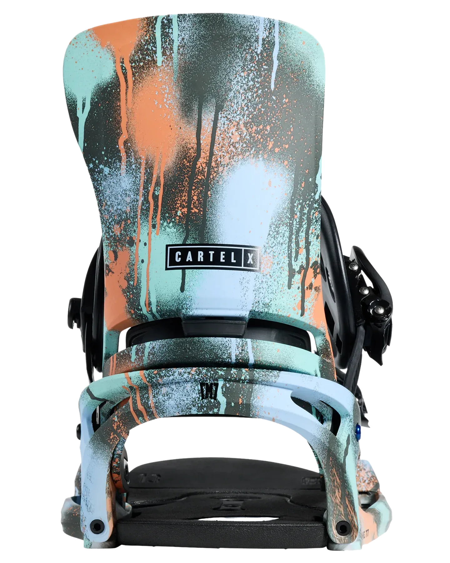 Burton X Mine77 Men's Cartel X Est Snowboard Bindings - True Black / Spray Paint - 2024