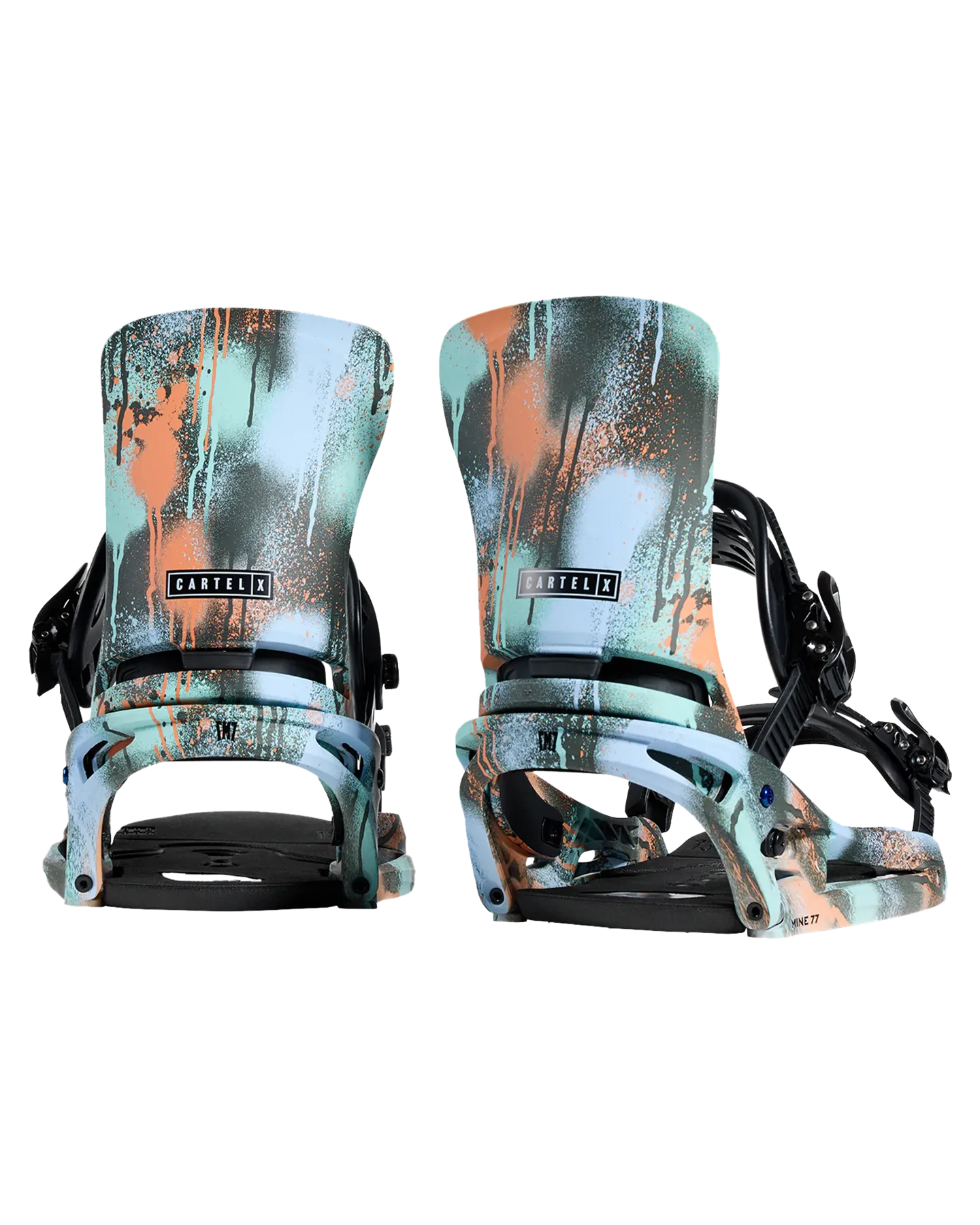 Burton X Mine77 Men's Cartel X Est Snowboard Bindings - True Black / Spray Paint - 2024