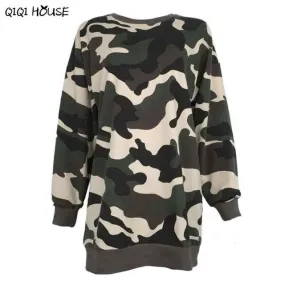 Camouflage Women Sweatshirt Long Pullovers Loose Casual Long Sleeve Jumper Tracksuit Women Moleton Feminina#C905 SM6