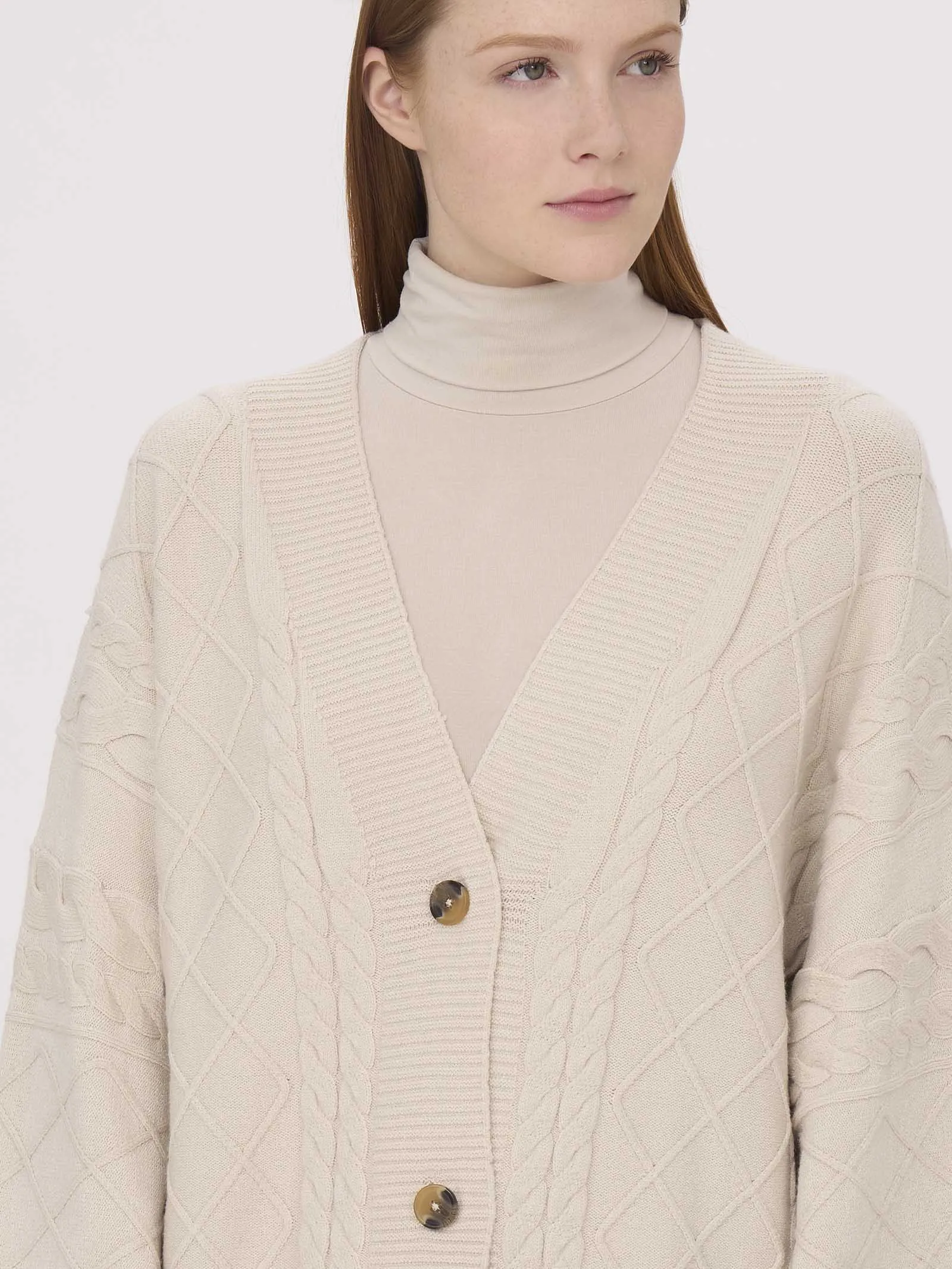 Cardigan oversize in filato Super Soft - Champignon