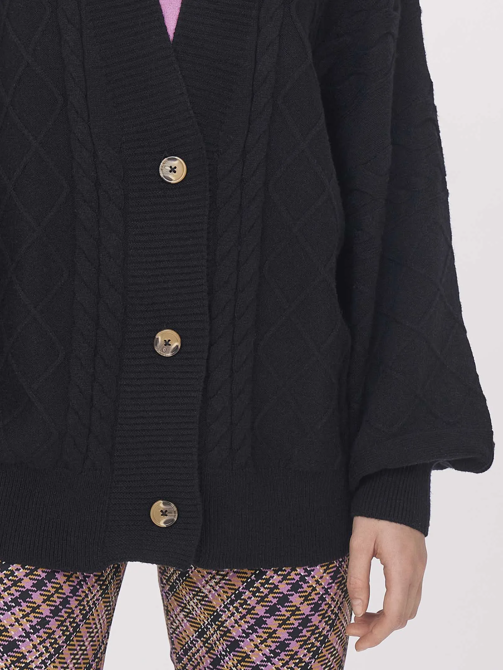 Cardigan oversize in filato Super Soft - Nero