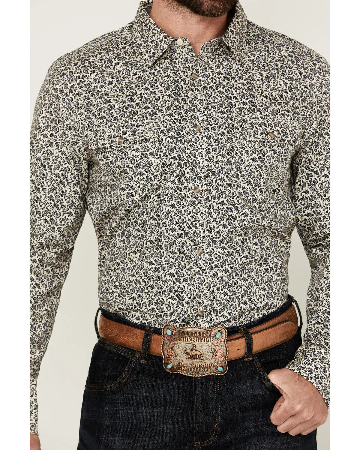 Cody James Men's Hunter Paisley Print Long Sleeve Snap Western Shirt - Tall