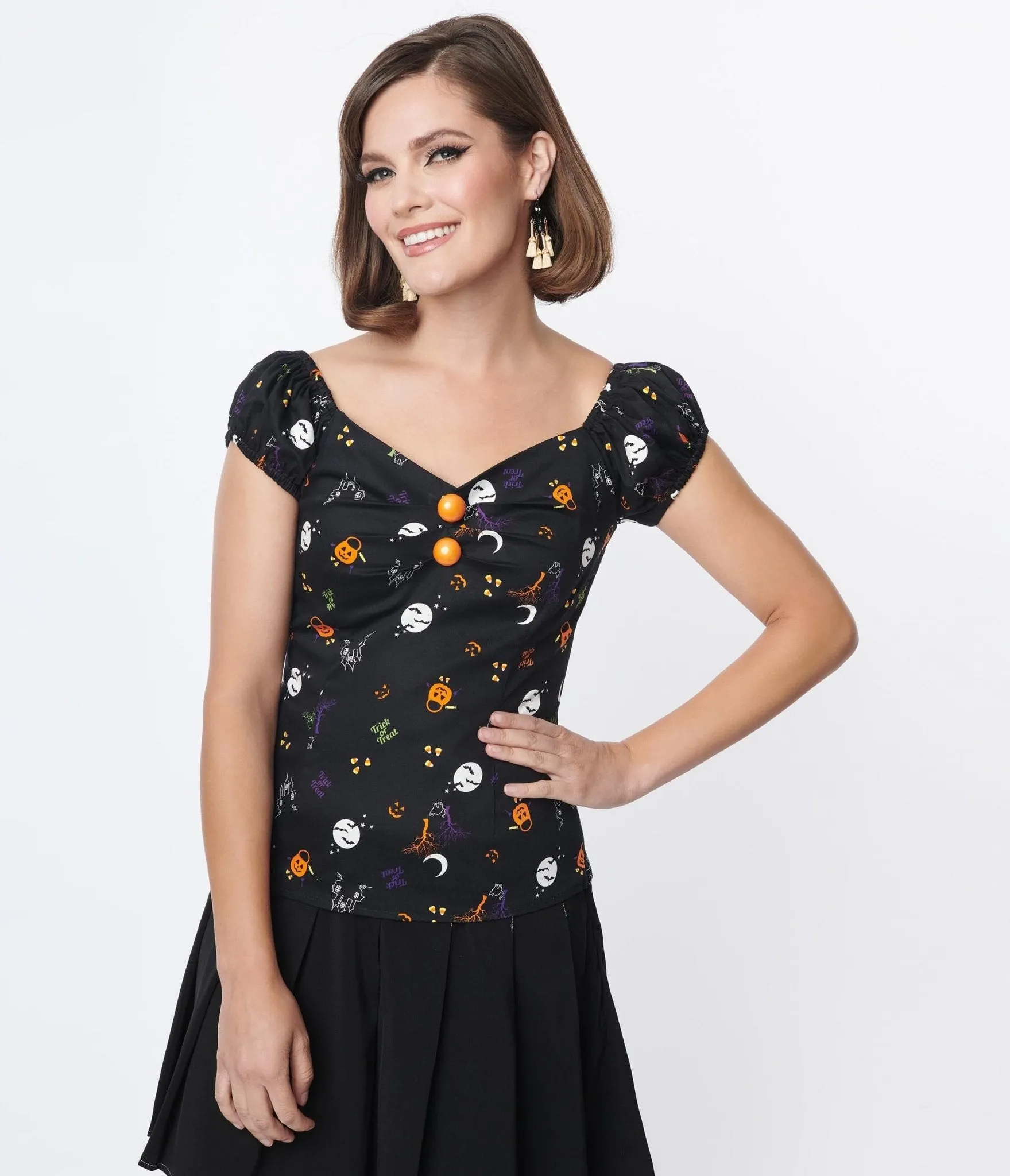 Collectif Black All Hallows Eve Dolores Top