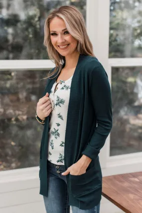 Comfortable With Myself Knit Cardigan- Emerald Green