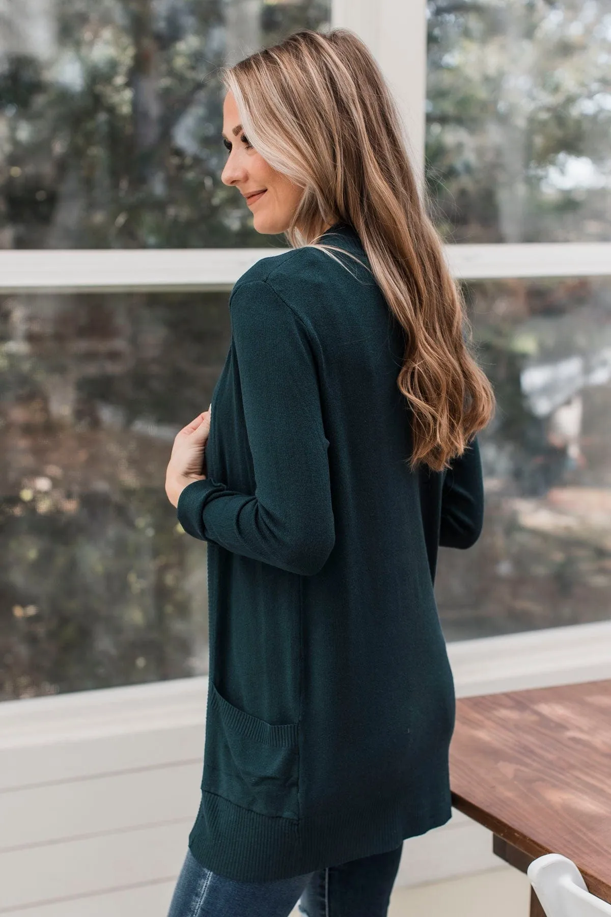 Comfortable With Myself Knit Cardigan- Emerald Green