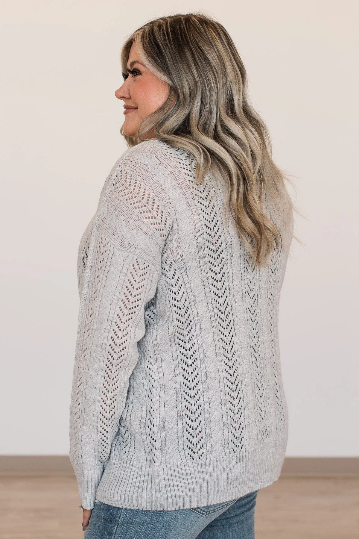 Count On Me Button Cardigan- Heather Grey