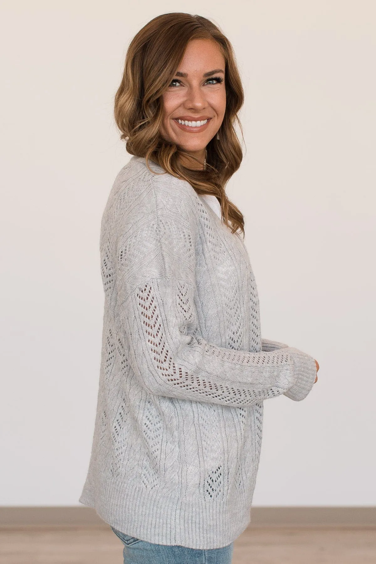 Count On Me Button Cardigan- Heather Grey