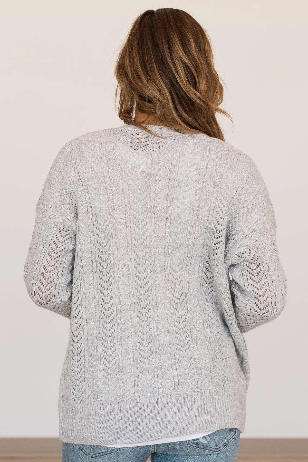 Count On Me Button Cardigan- Heather Grey