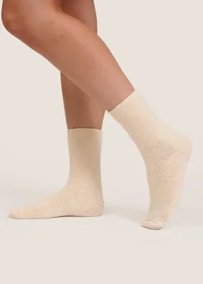 Cream Buckle Overankle Socks