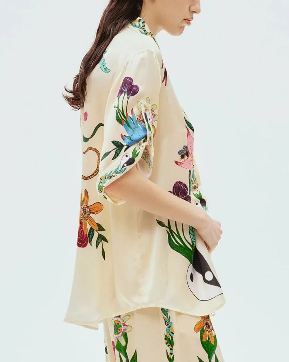 Cream Silk Oversized Meagan Shirt