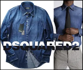 D SQUARED2  |Denim Long Sleeves Cotton Luxury Shirts