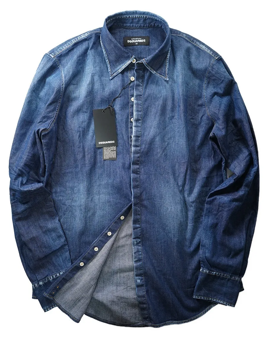 D SQUARED2  |Denim Long Sleeves Cotton Luxury Shirts