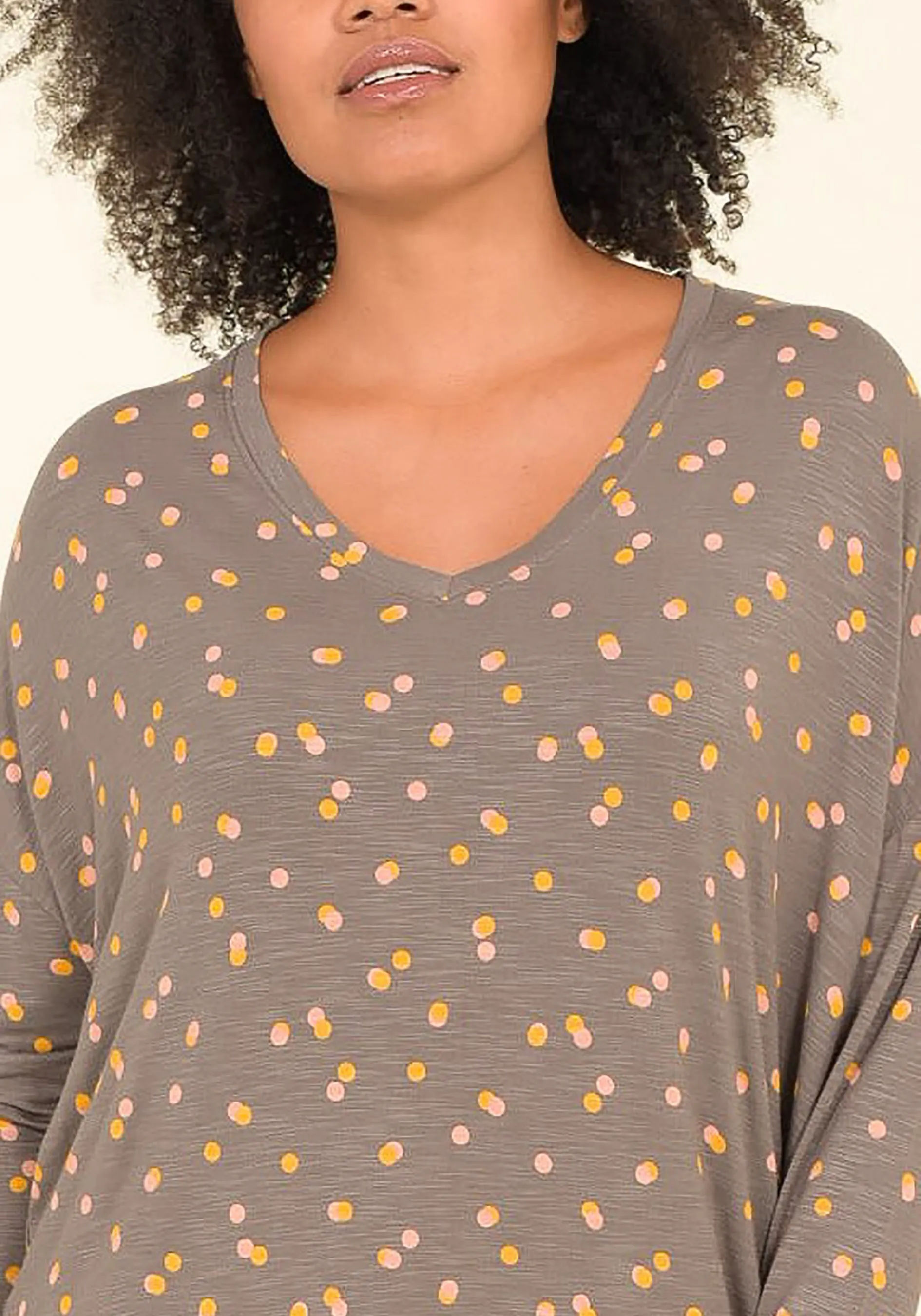 Dotty Loose Fit Long Sleeve Top