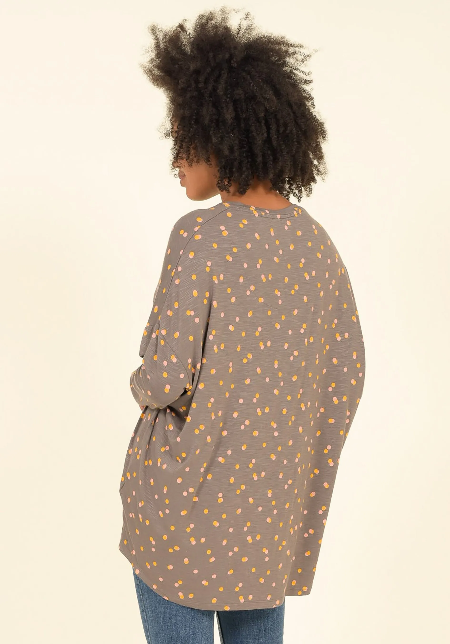 Dotty Loose Fit Long Sleeve Top