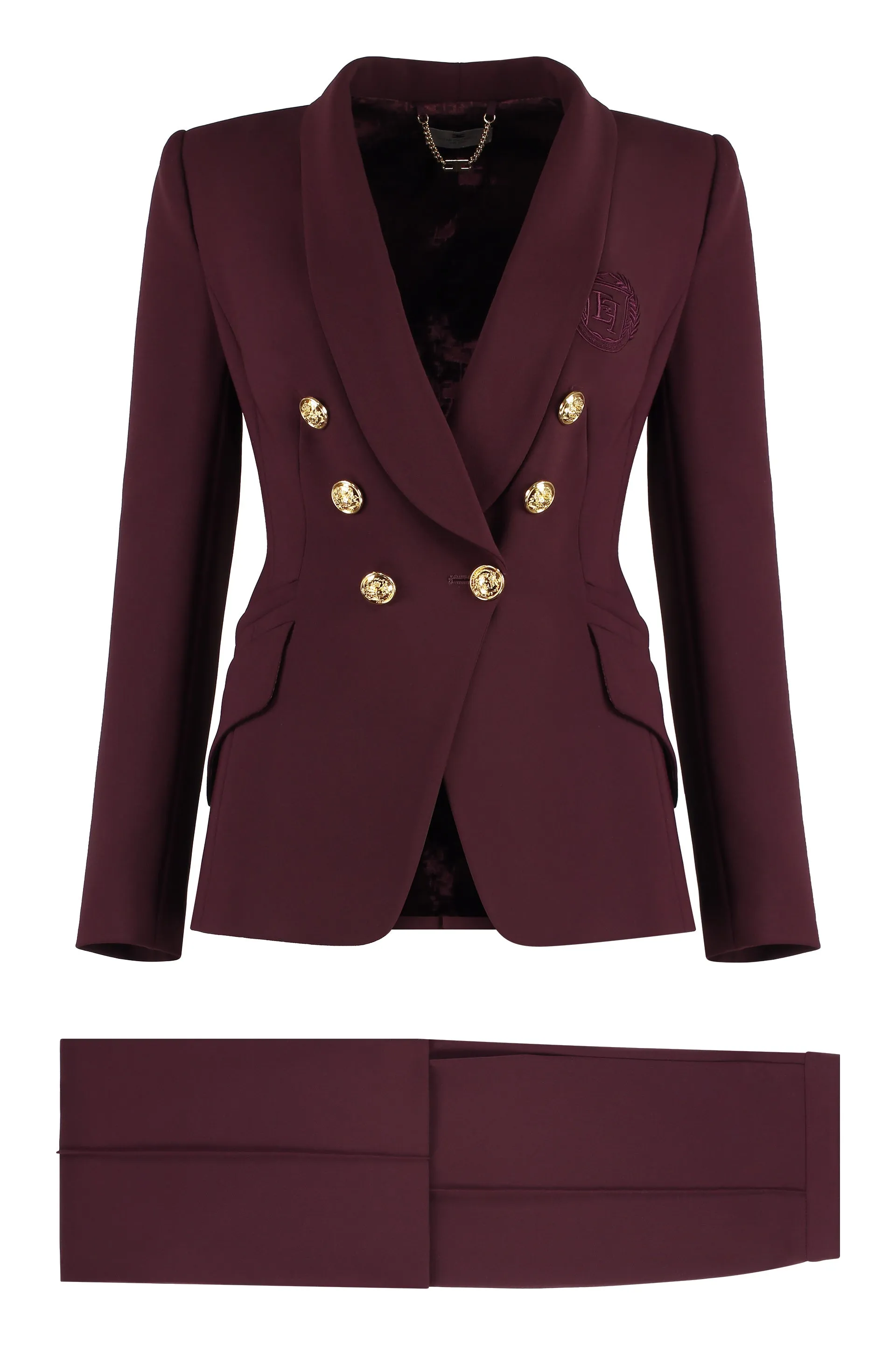 ELISABETTA FRANCHI Chic Two-Piece Suit: Double-Breasted Jacket & Wide-Leg Trousers