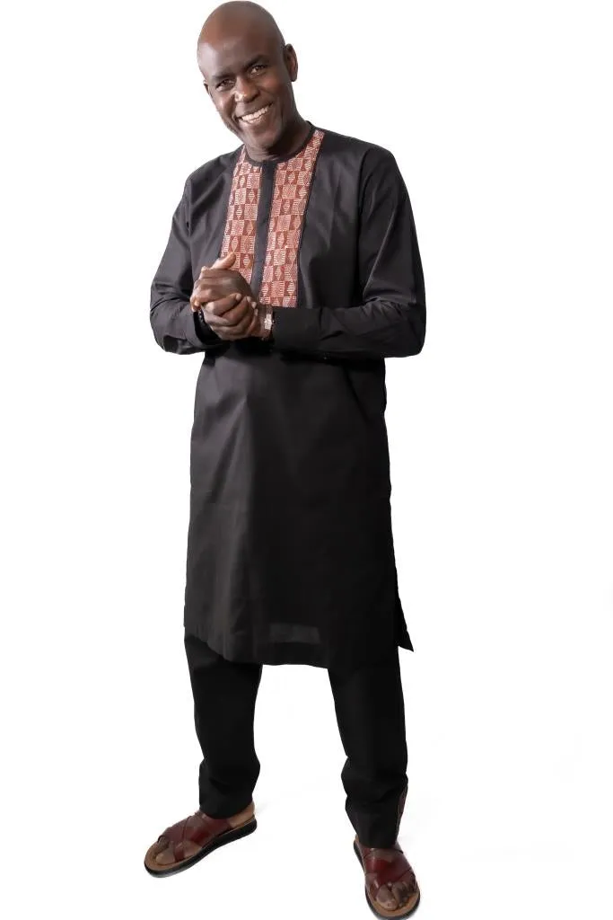 Ensemble Africain Homme kaftan en Coton et Pagne Tissé Manjak - légance Traditionnelle