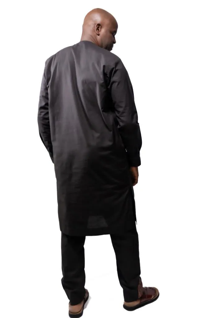 Ensemble Africain Homme kaftan en Coton et Pagne Tissé Manjak - légance Traditionnelle