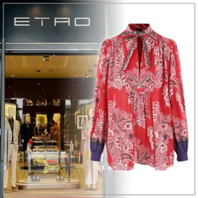 ETRO  |Paisley Silk Long Sleeves Cotton Shirts & Blouses