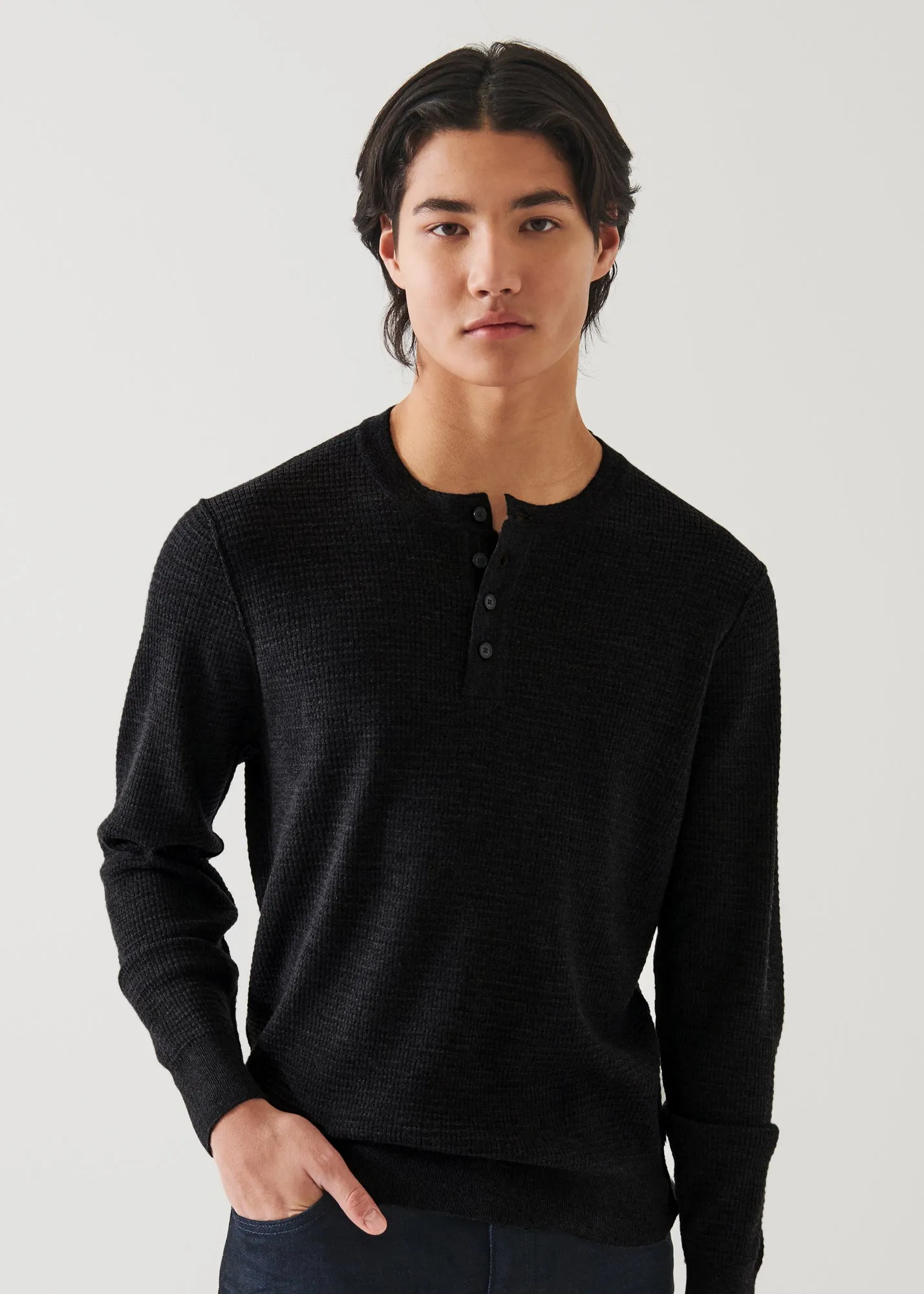 EXTRA-FINE MERINO WAFFLE HENLEY