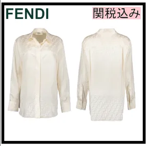 FENDI  |Monogram Casual Style Silk Street Style Long Sleeves