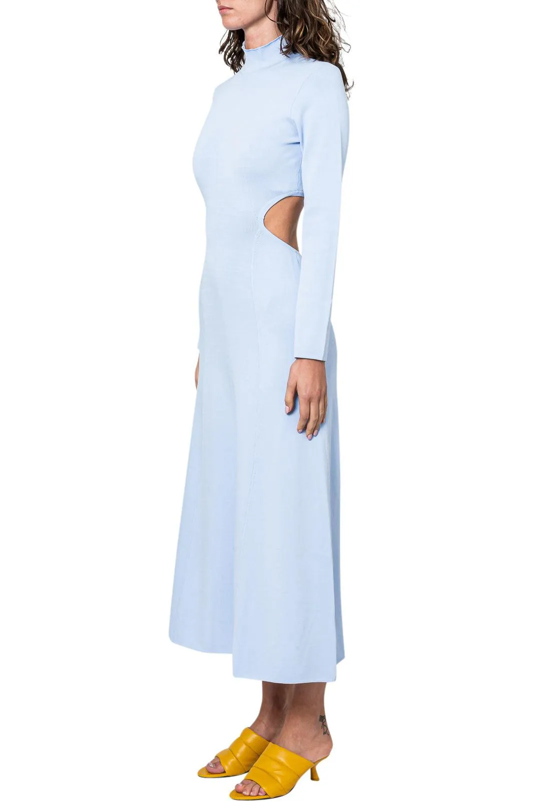 Flared long dress with cut-out detail